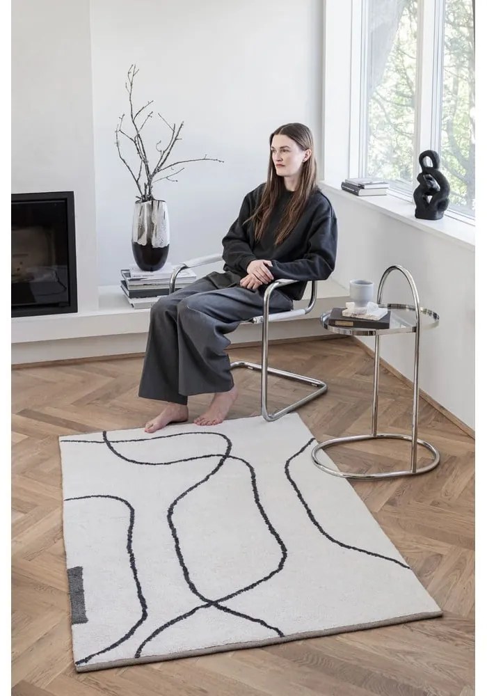 Slonovinový prateľný bavlnený koberec 100x140 cm Shadow – Mette Ditmer Denmark