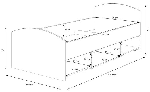 Jednolôžková posteľ s úložným priestorom URO 90x200 cm dub artisan/biela