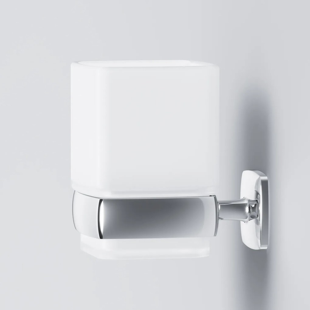 Sklenený pohár na zubné kefky AM.PM Gem AGA34300 nástenný, chróm