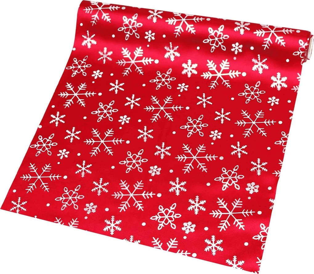 Behúň na stôl RED SATIN 300 cm - červený/strieborný