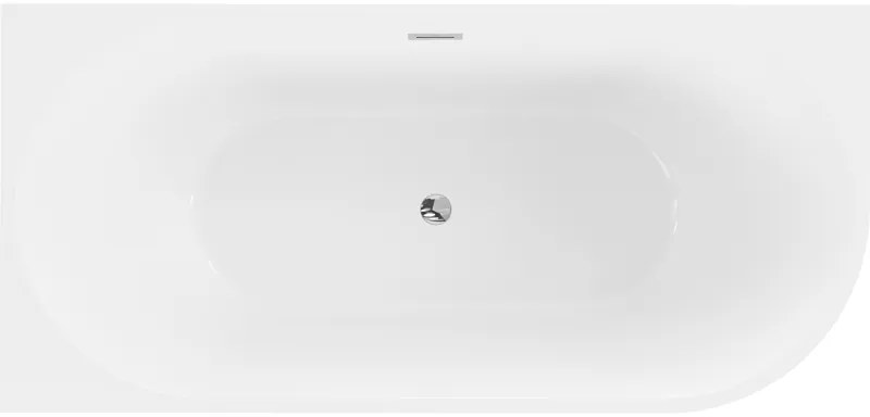 Mexen Mia, voľne stojaca rohová vaňa, lavá, 180 x 80 cm, biela, chrómový prepad, 52691808000L-01