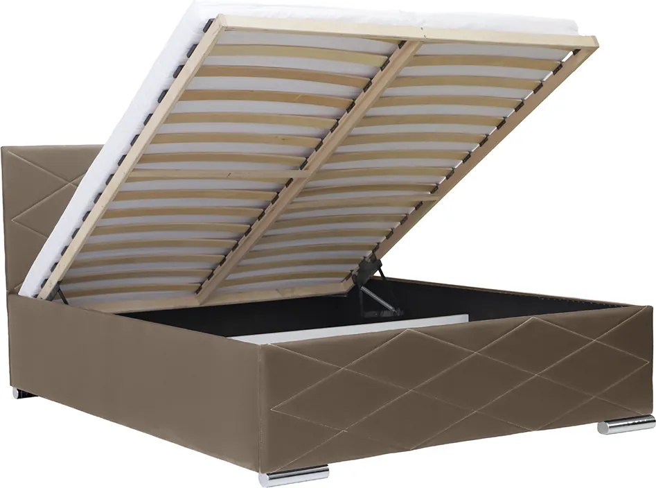 Čalúnená posteľ s úložným priestorom a matracom KRE 120x200 cm Krémový