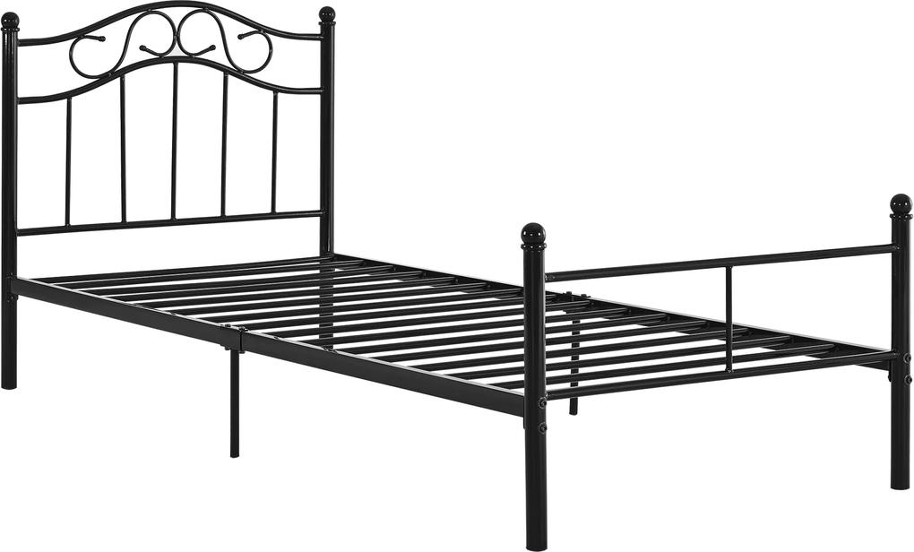 [en.casa]® Kovová posteľ HTMB-90B - 90 x 200 cm - čierna