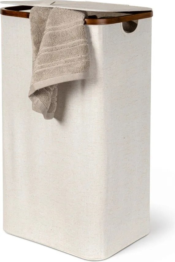 Krémový látkový kôš na bielizeň Bamboo/Linen – Bigso