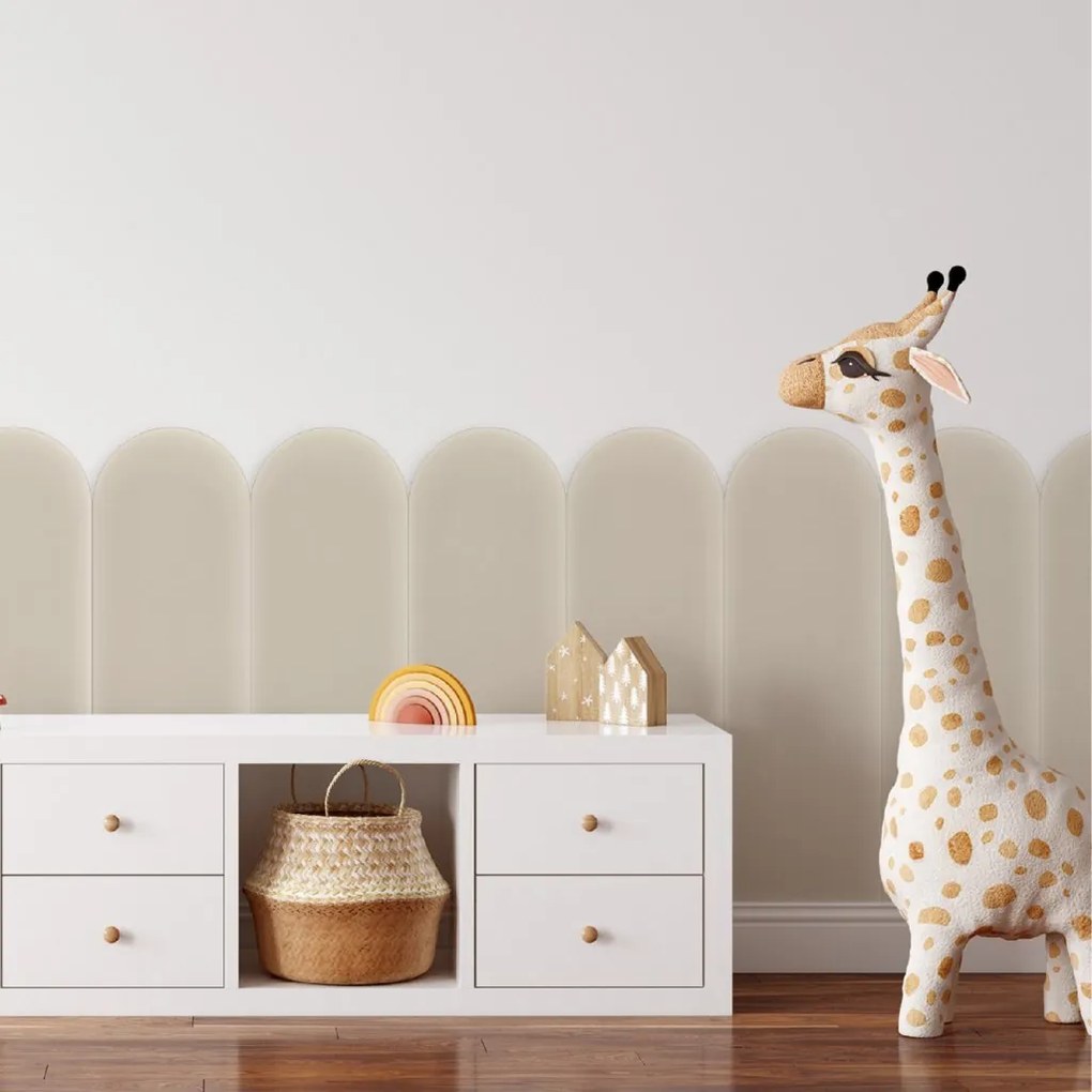 Zamatový čalúnený panel - Oblúk - 20x60cm Farba: Krémová