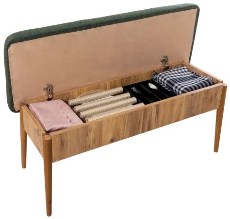 Prešívaná lavica VINA 85x110 cm zelená/borovica atlantic