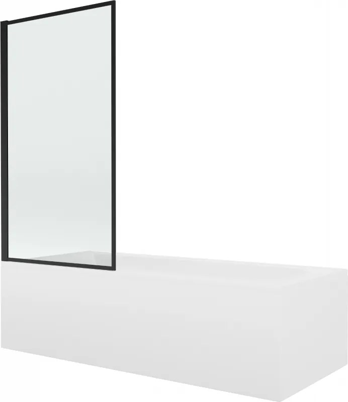 Mexen Vega obdĺžniková vaňa 160 x 70 cm s obkladom a 1-krídlovou sprchovou zástenou 70 cm, čierny vzor - 550116070X9307007070