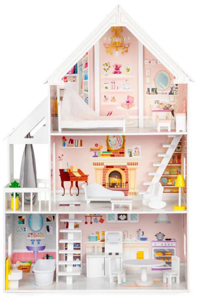 Drevený domček pre bábiky XXL | ružový