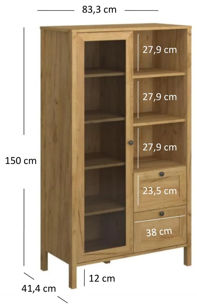 Vitrína Keira 1W2S (dub craft zlatý). Vlastná spoľahlivá doprava až k Vám domov. 1052997