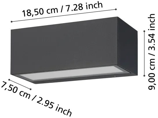 Eglo 900885 - LED Vonkajšie nástenné svietidlo SPONGANO 2xLED/5W/230V IP65