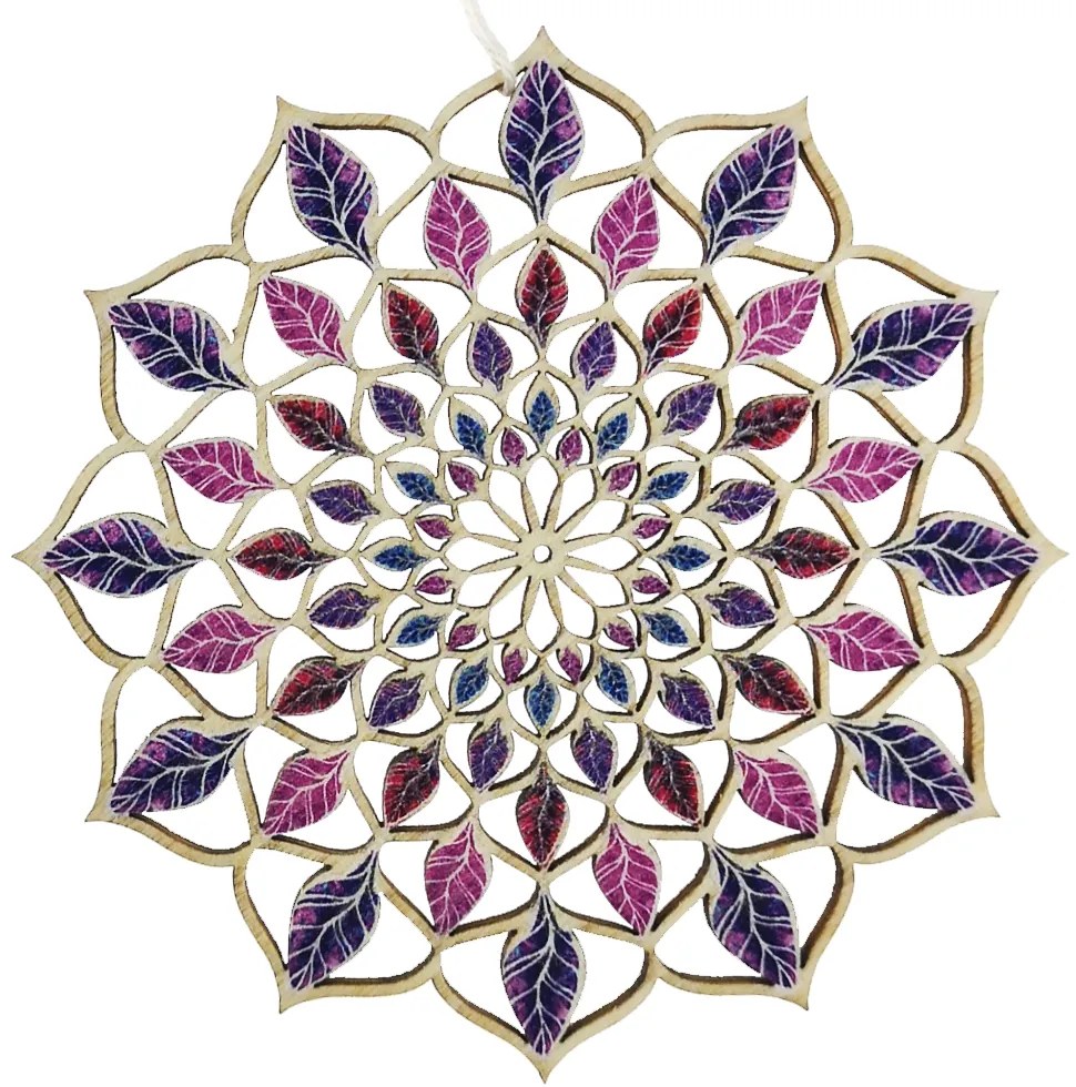 AMADEA Drevená dekorácia mandala farebná 9 cm