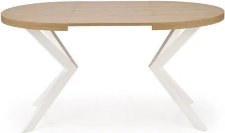Rozkladací jedálenský stôl 100-250 cm Pepeera (biela + zlatá) (pre 6 8 osôb). Vlastná spoľahlivá doprava až k Vám domov. 1049334