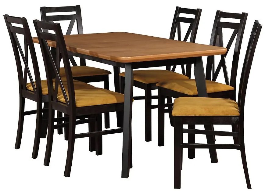 Jedálenská zostava Cezar 1+6 st41 140x80+40 +W114 wotan/cierny