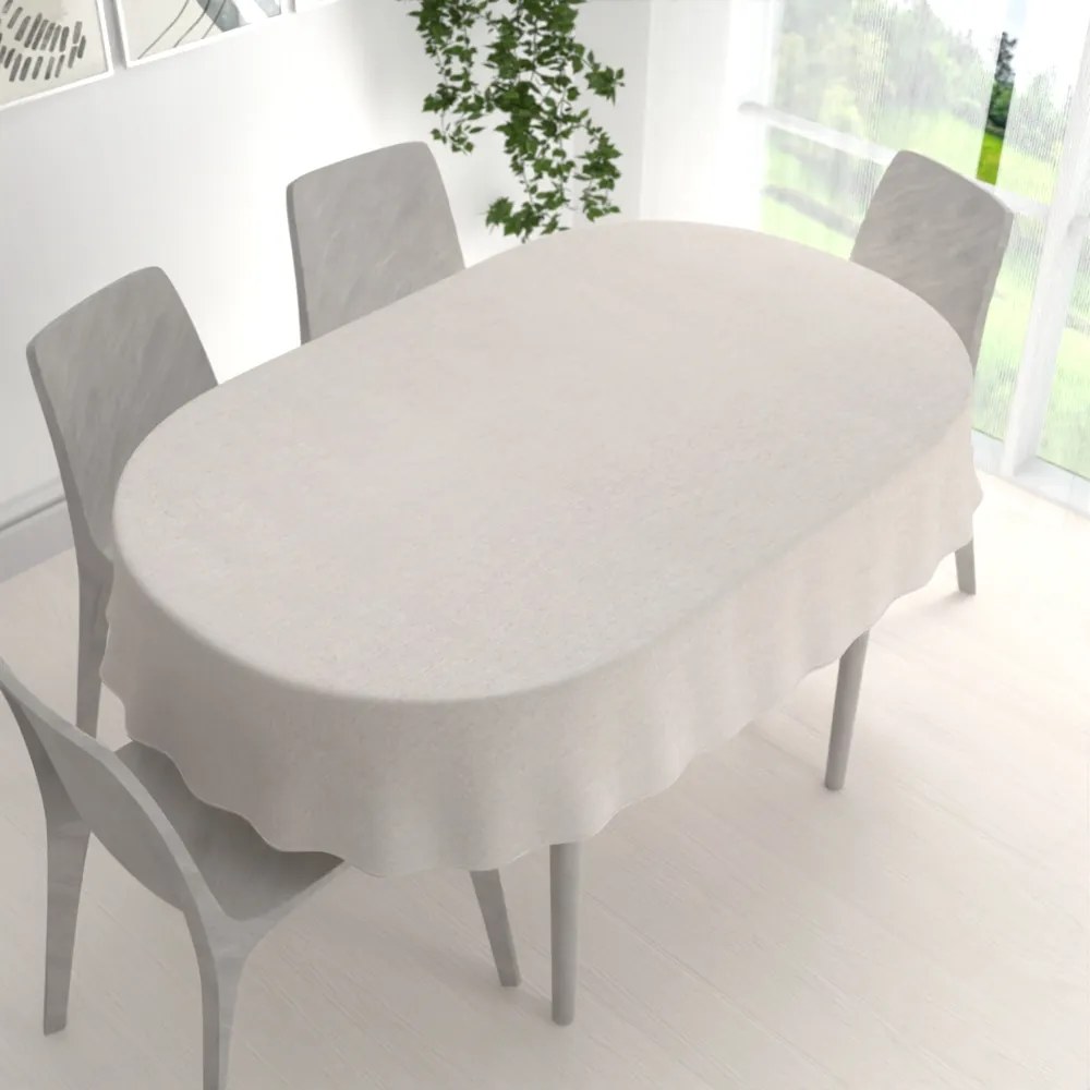 Biante Dekoračný oválny obrus BKW-205 Režný žíhaný 120x200 cm
