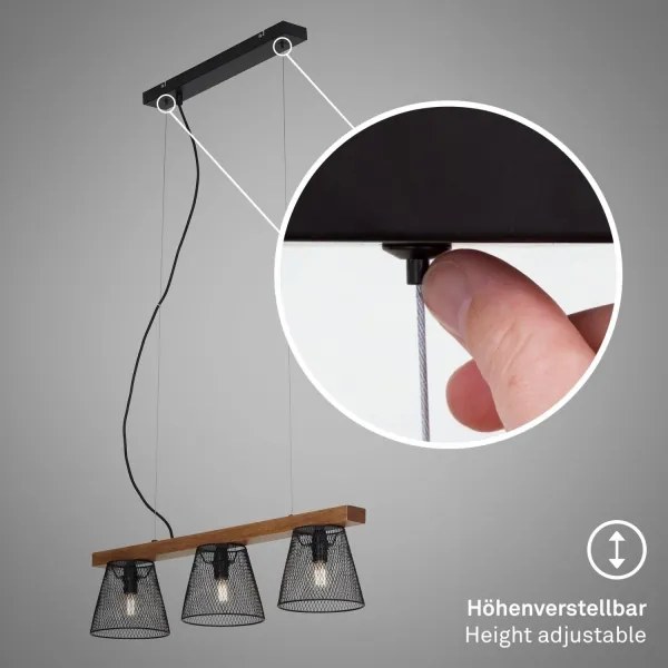 Briloner 4077-035 - Luster na lanku WOOD & STYLE 3xE14/25W/230V