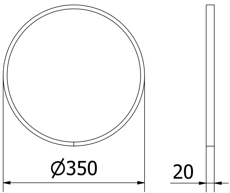 Mexen Loft, okrúhle kúpeľňové zrkadlo 35 cm, farba rámu čierna matná, 9850-035-035-000-70