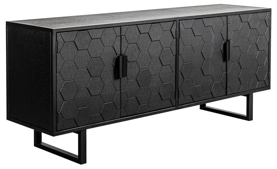 Čierna nízka komoda z borovicového dreva 140x58 cm Linc - White Label