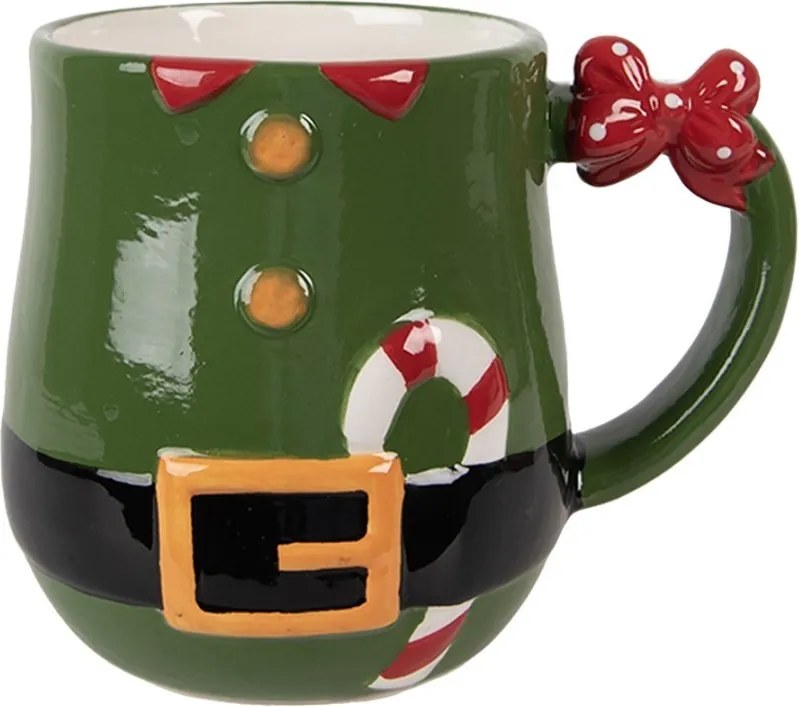 Zelený keramický hrnček Santa Claus - 13 * 9 * 10 cm / 400 ml