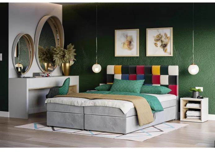 Dizajnová posteľ LAPIS 160x200, šedá s červenou