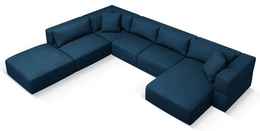 Modrá rohová pohovka do "U", ľavý roh Esther - Milo Casa