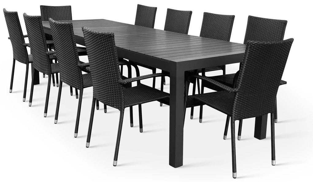 Záhradný jedálenský set Grande Pasto + 10x ratanová stolička Paris
