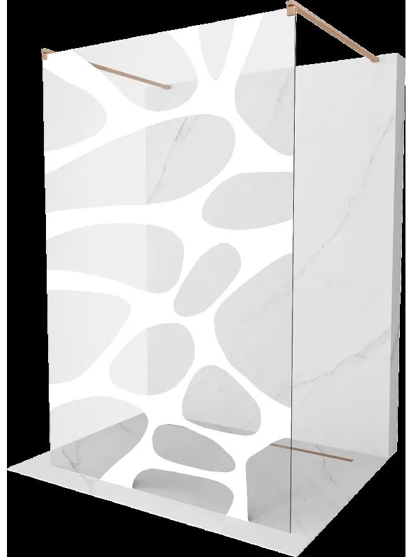 Mexen Kioto voľne stojaca sprchová zástena 100 x 200 cm, biela vzor 8 mm, brúsená meď - 800-100-002-65-97
