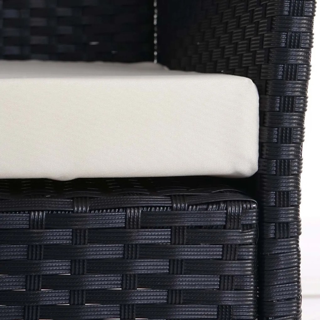 Set 2 záhradných stoličiek Halden, polyratan - antracit, krémové vankúše