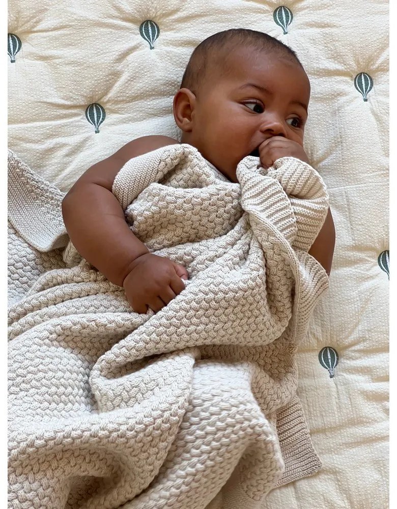 Svetložltá/modrá prešívaná detská deka z Bio bavlny 90x120 cm Balloon – Cam Cam Copenhagen