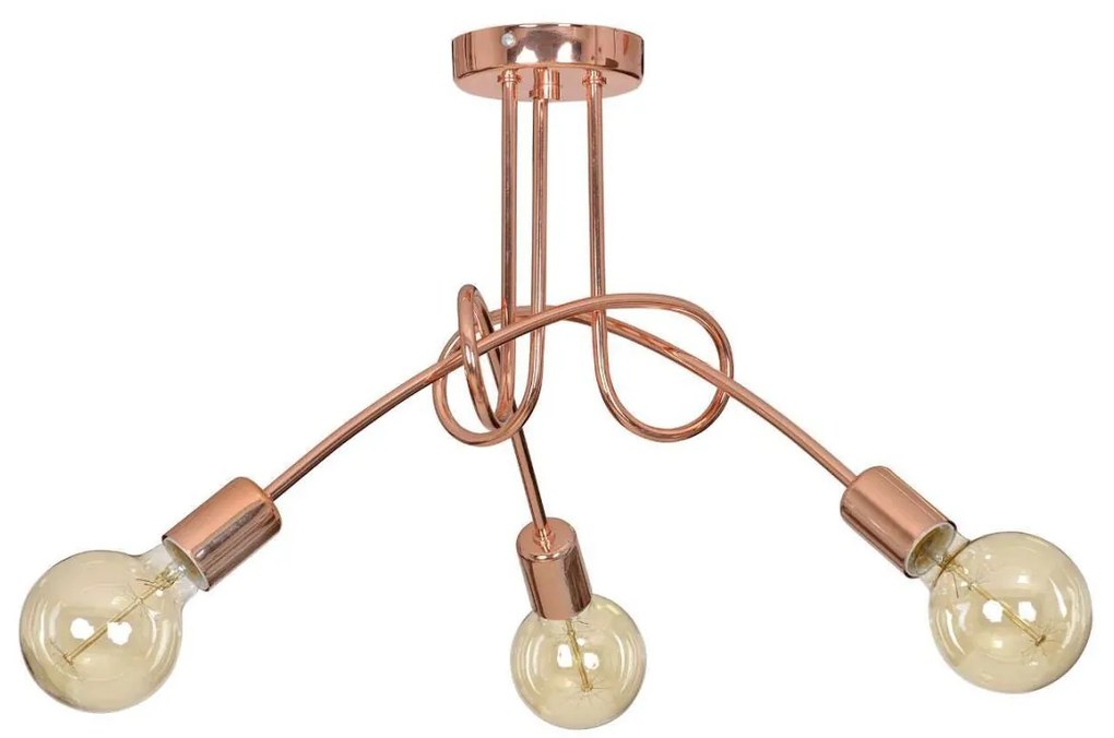 Stropné svietidlo Edison 3, medené telo svietidla