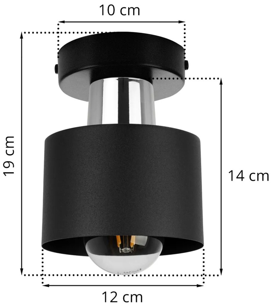 Stropné svietidlo Panta, 1x čierne kovové tienidlo, ch