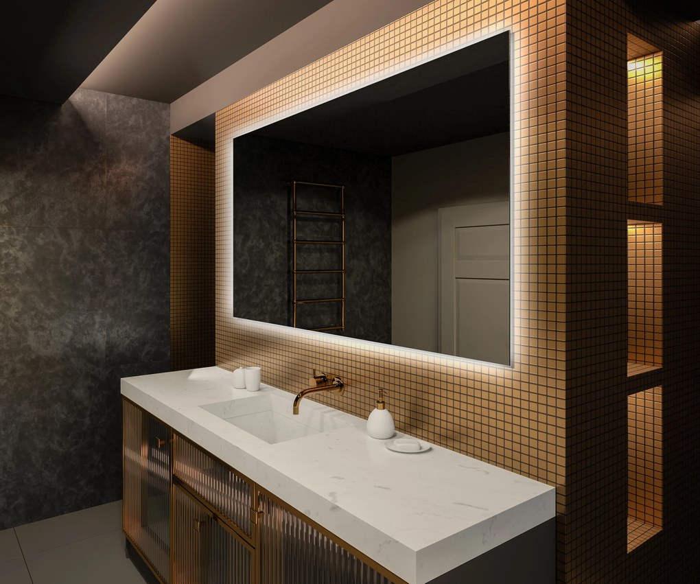 Moderne zrkadlo do kupelne s LED L58 zavesenie zrkadla na stenu s Bluetooth reproduktor, Dotykové hodinky