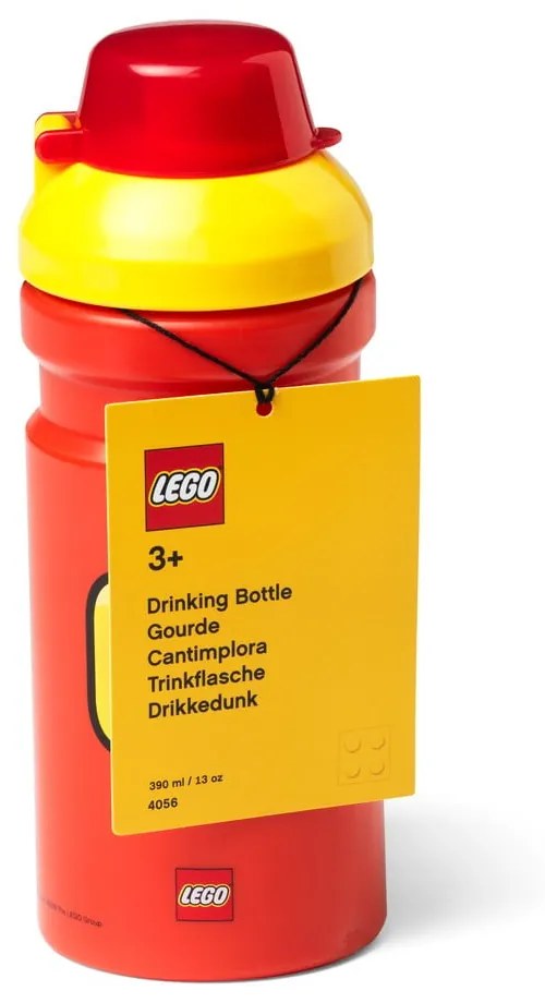 Červená fľaša na vodu s žltým vekom LEGO® Iconic, 390 ml