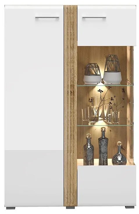 Vitrína Adagio 03P dub castello/biely lesk