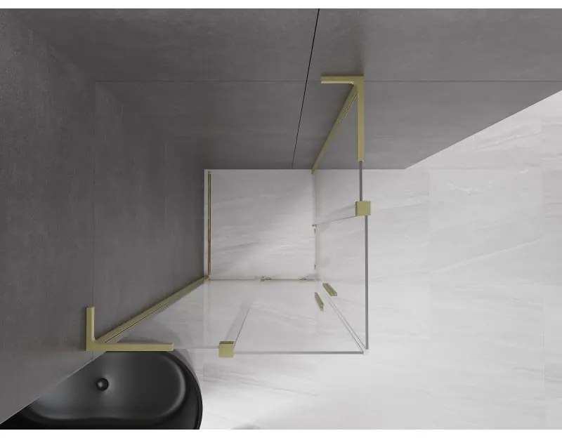 Mexen Velar L Duo, sprchový kút s posuvnými dverami 80 x 80 cm, 8mm číre sklo, zlatá matná, 871-080-080-02-03-55