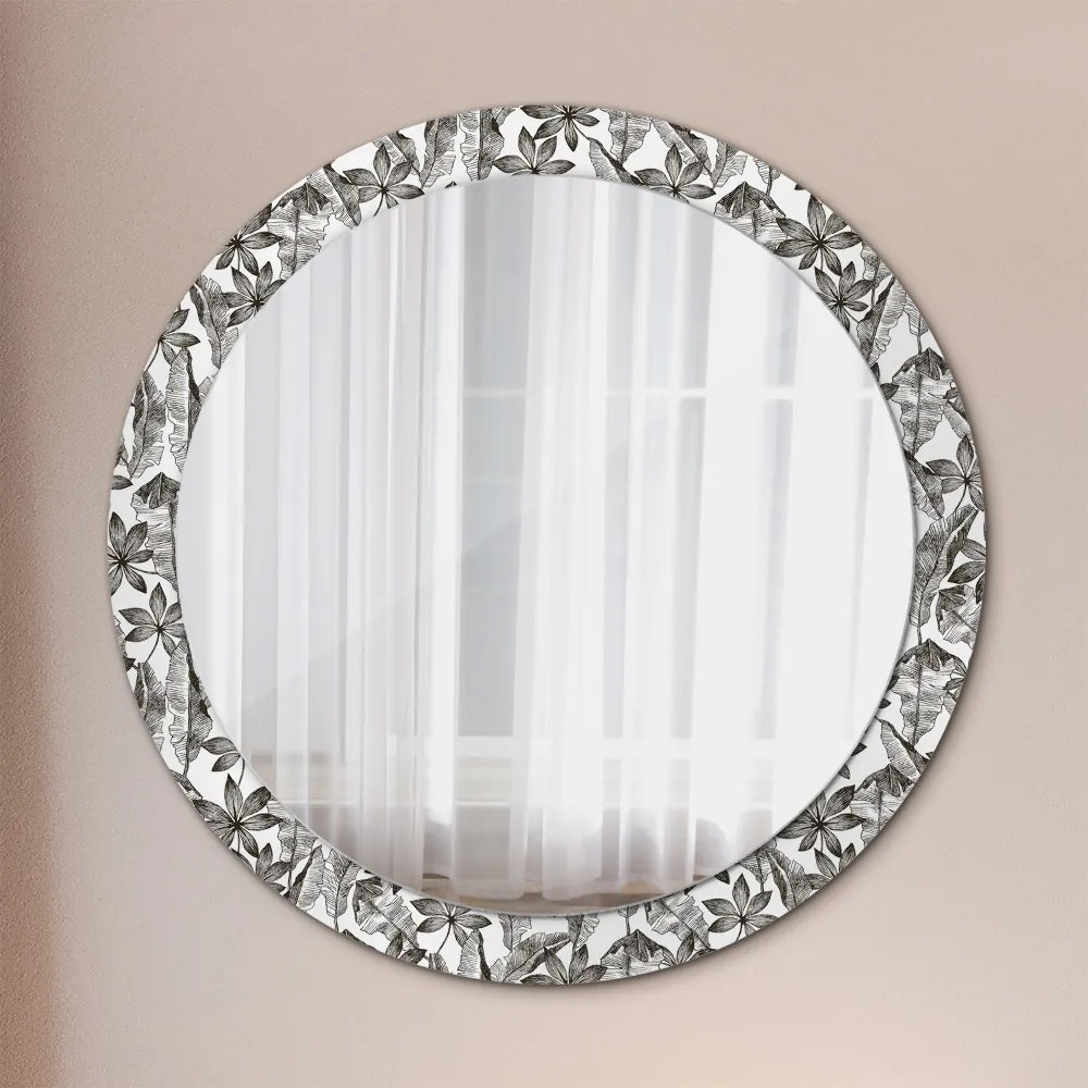 Okrúhle ozdobné zrkadlo na stenu Tropické listy fi 90 cm