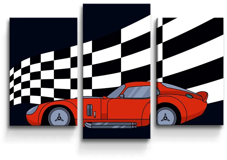 Sablio Obraz - 3-dílný Pretekárske auto - 75x50 cm