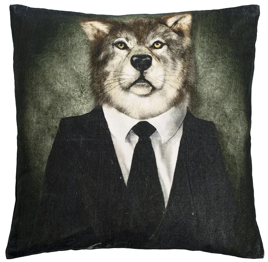 Zamatový vankúš pán Vlk - 50 * 50 * 15cm