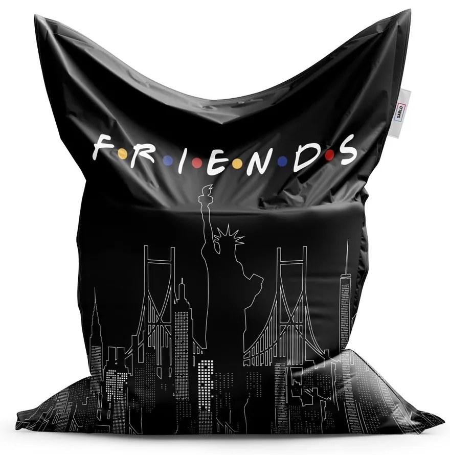 Sedací vak Classic seriál Friends obrysy, čierna