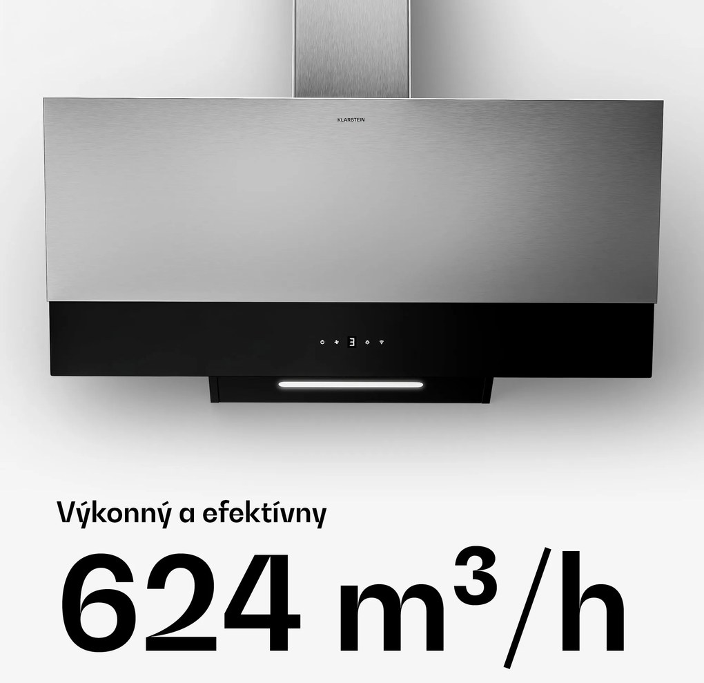 Klarstein Verosteel digestor, Elegantný, minimalistický, výkonný, Energetická trieda A, 624 m³/h, 90 cm