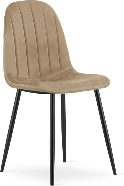 Set dvoch jedálenských stoličiek PADVA zamatové hnedé / čierne nohy (2 ks)