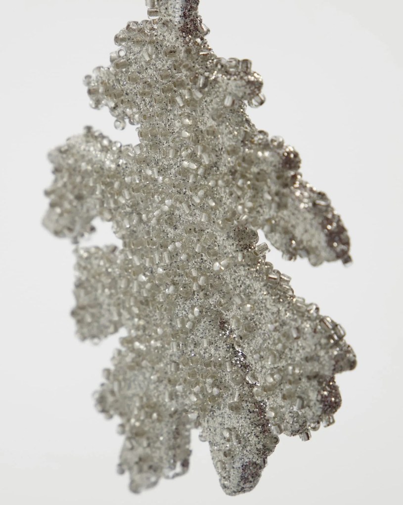 House Doctor Vianočná ozdoba Leaf Gliz Silver Glitter – set 3 ks
