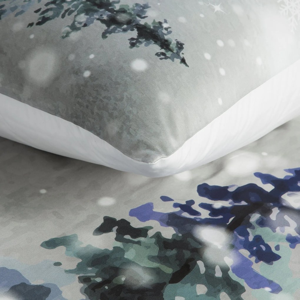 VIANOČNÉ SATÉNOVÉ OBLIEČKY FOREST 140X200 CM, 1 KS 70X80 CM VZOROVANÉ