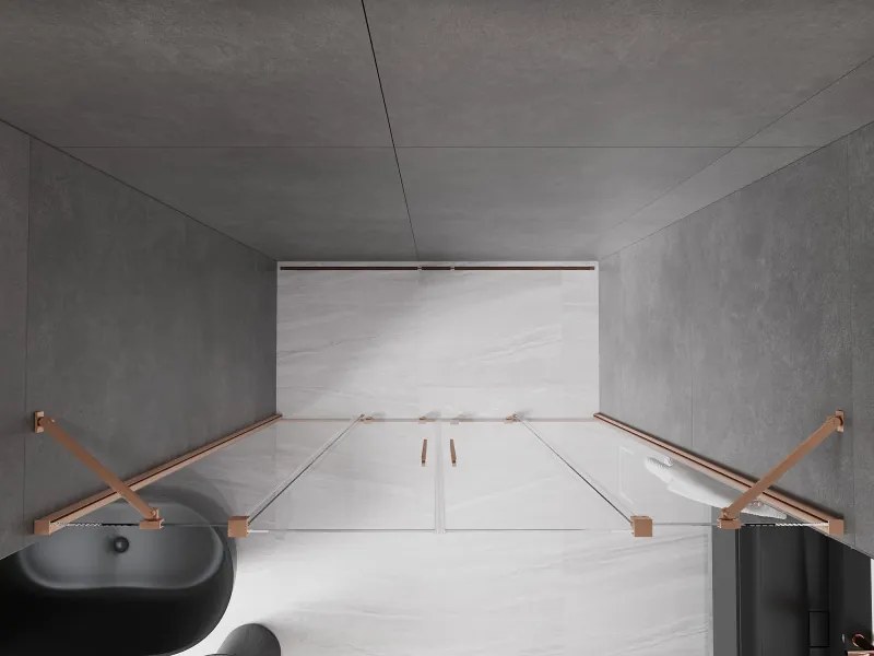 Mexen Velar Duo, posuvné dvere do otvoru 180x200 cm, 8mm číre sklo, medená matná, 871-180-000-02-65