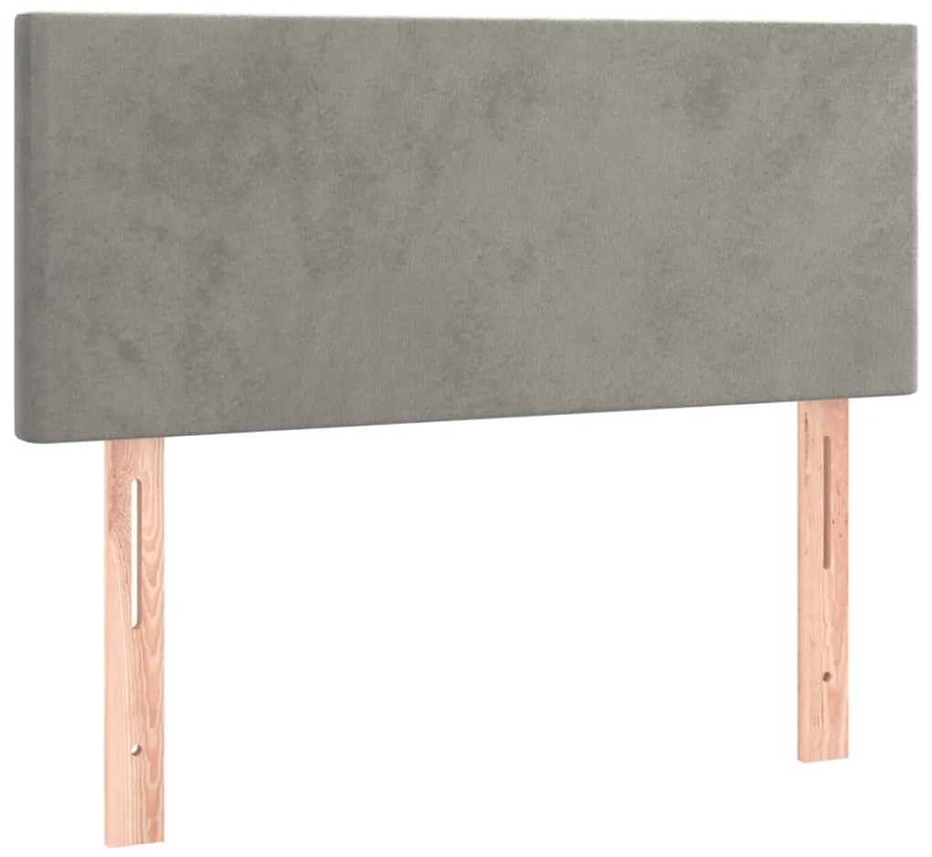 Posteľný rám boxsping s matracom bledosivý 100x200 cm zamat