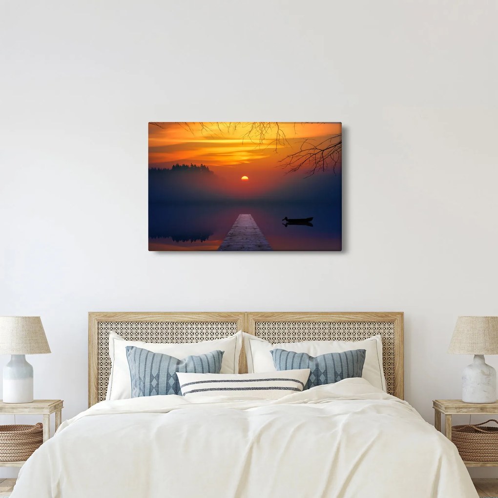 Obraz mostu pri západe slnka (90x60 cm)