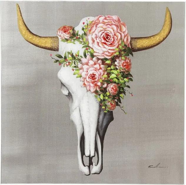 Obraz Kare Design Touched Flower Skull, 80 × 80 cm