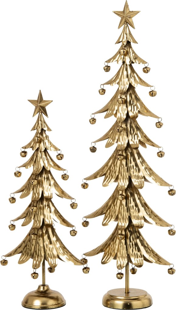Zlatý veľký kovový stromček s rolničkami Christmas Tree XL - 25 * 13 * 78,5 cm