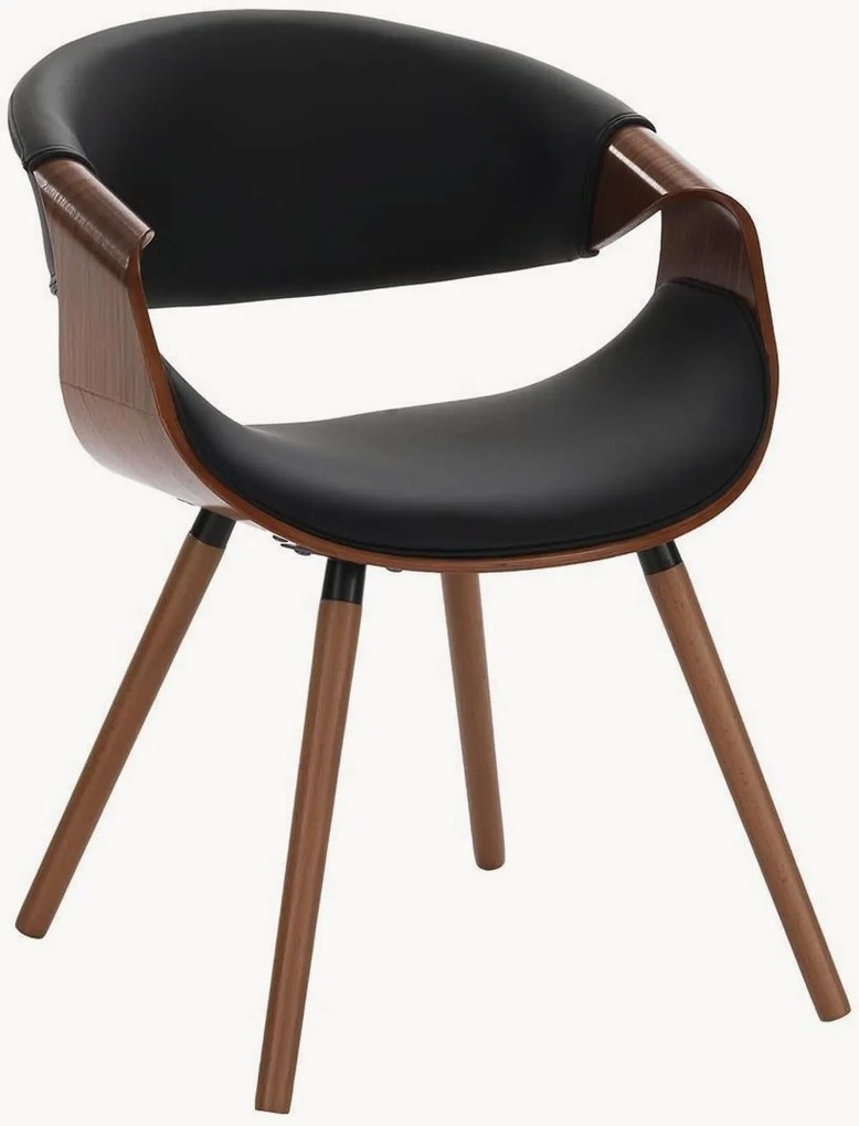 Čalúnená koženková jedálenská stolička's opierkami v drevenom vzhľade Visby 2