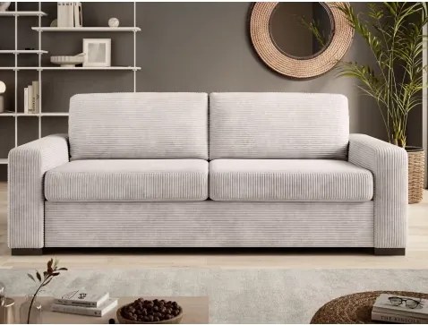 Rozkladacia pohovka na trvalé spanie Vanilla, krémová látka%