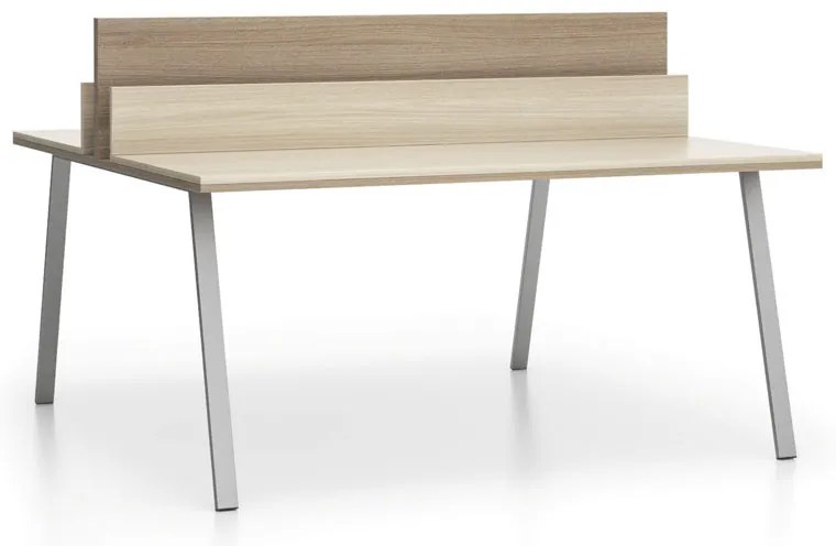 PLAN Kancelársky písací stôl DOUBLE LAYERS, s prepážkami, dub prírodný/dub morený